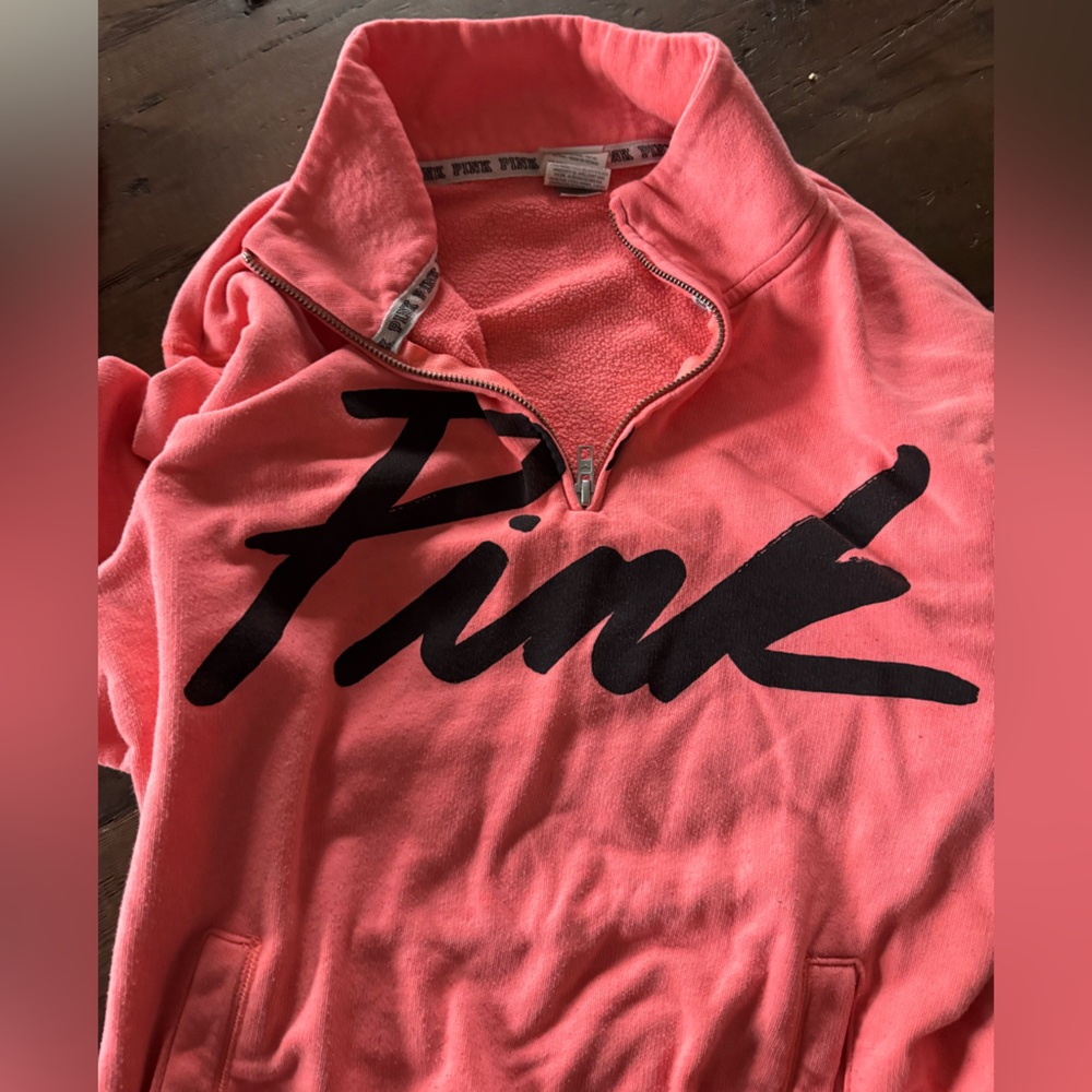 PINK Victoria's Secret Coral 1/4 zip